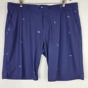 Greyson 10" Golf Shorts Mens Size 42 Navy Blue Wolf Animals AOP Performance